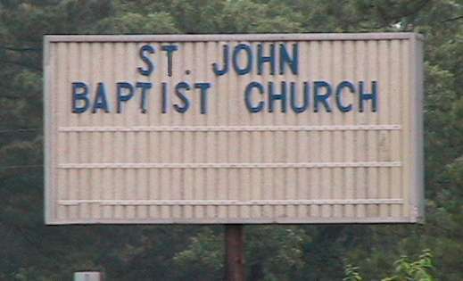 Saint John's Baptist Church sign, Rusk county, Texas