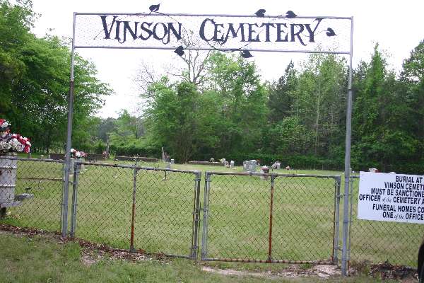 Vinson Cemetery sign, Rusk County, Texas